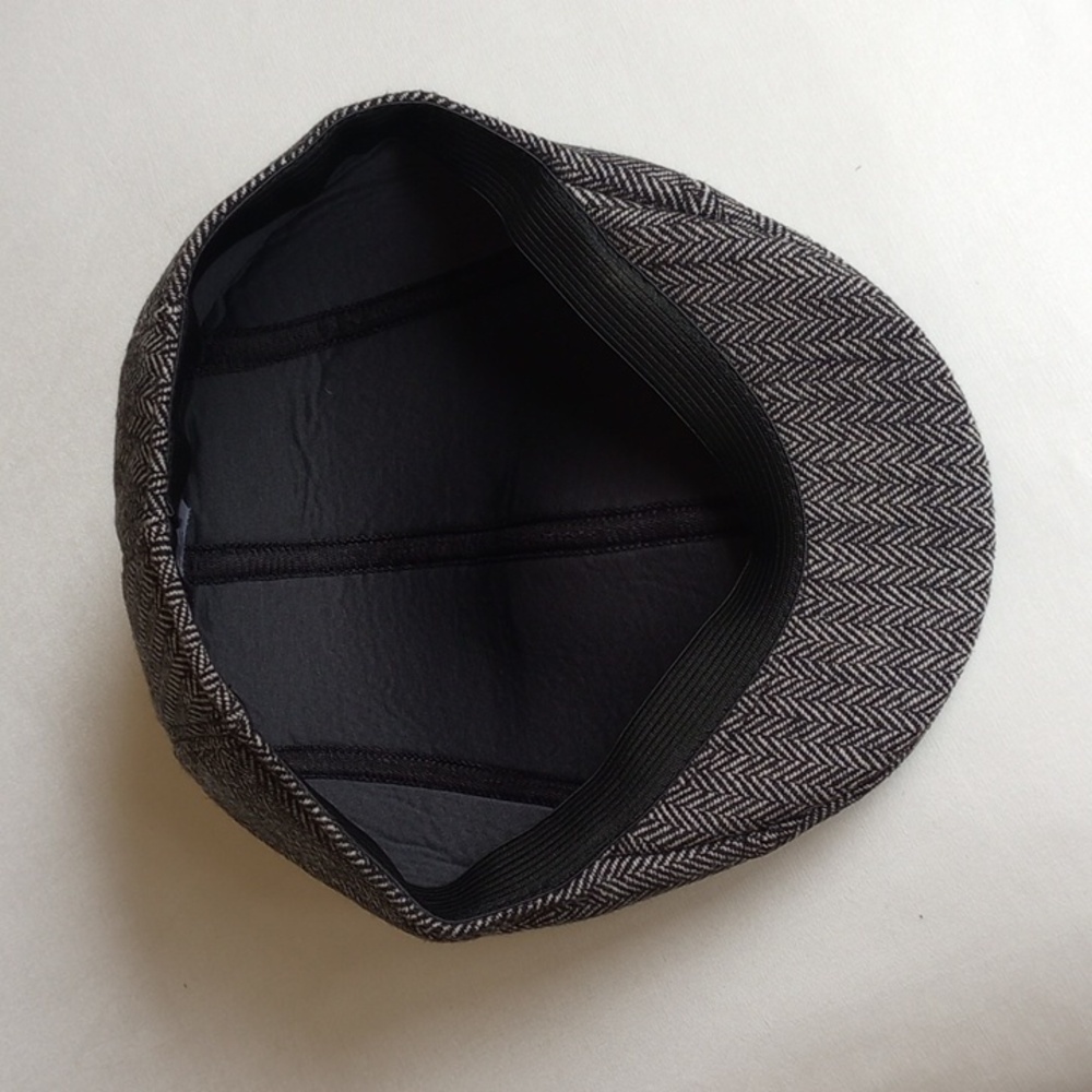 NWOT Ferraricci Herringbone Newsboy Cap OS Black White 50OFF3 - Picture 4 of 5